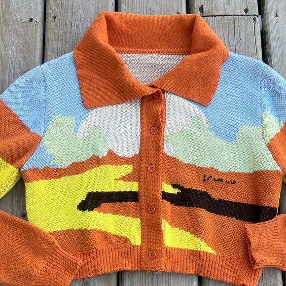 SHEIN Colorful Button-Up Cropped Cardigan Size 8/10 - Picture 2 of 8